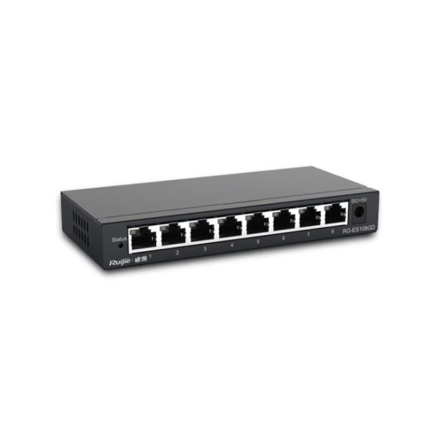 8口千兆 RG-ES108GD 企业级铁壳非网管桌面型交换器分流器